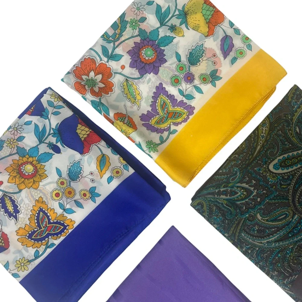 Vintage Italian 60’s 70’s Scarves Hair Tie Lot Made in Italy Vintage Silk Scarf